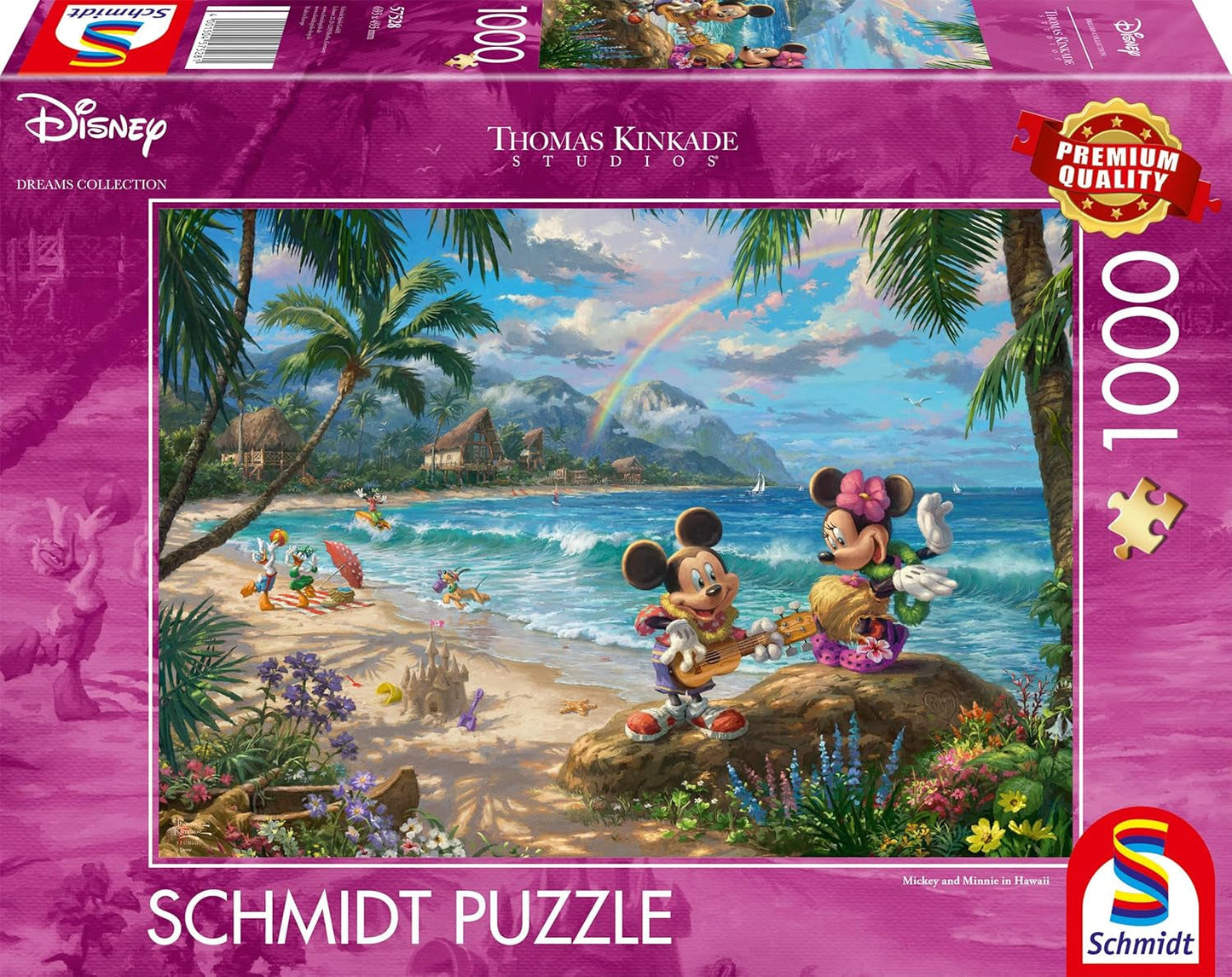 Schmidt Spiele Thomas Kinkade 57528 Disney Mickey en Minnie in Hawaii 1000-delige puzzel Kleurrijk [Exclusief voor Amazon] Puzzel Naty Shop Standaardtitel