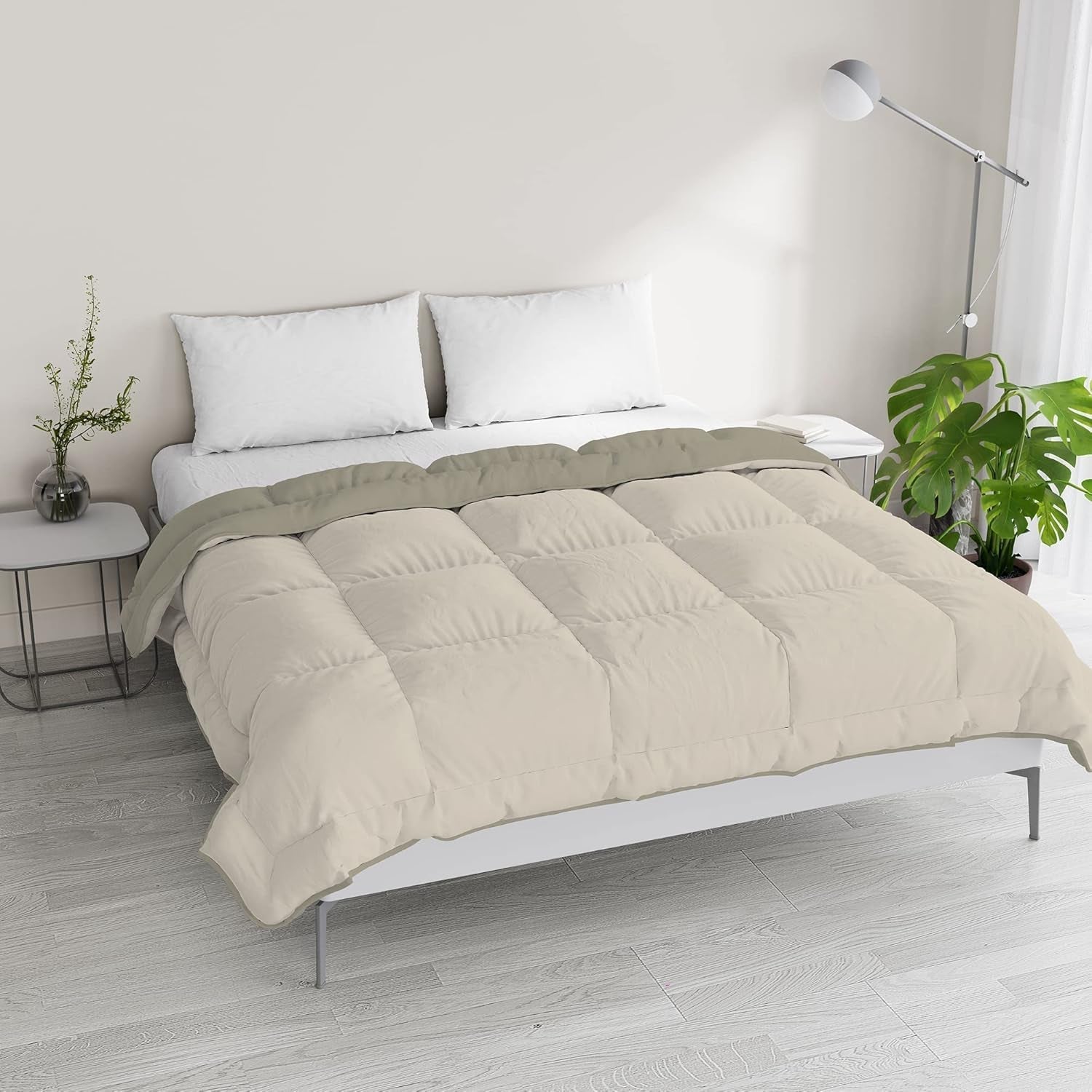 Italiaans beddengoed, winterdekbed, taupe/crème, 250X200Cm Dekbedden en dekbedden Naty Shop