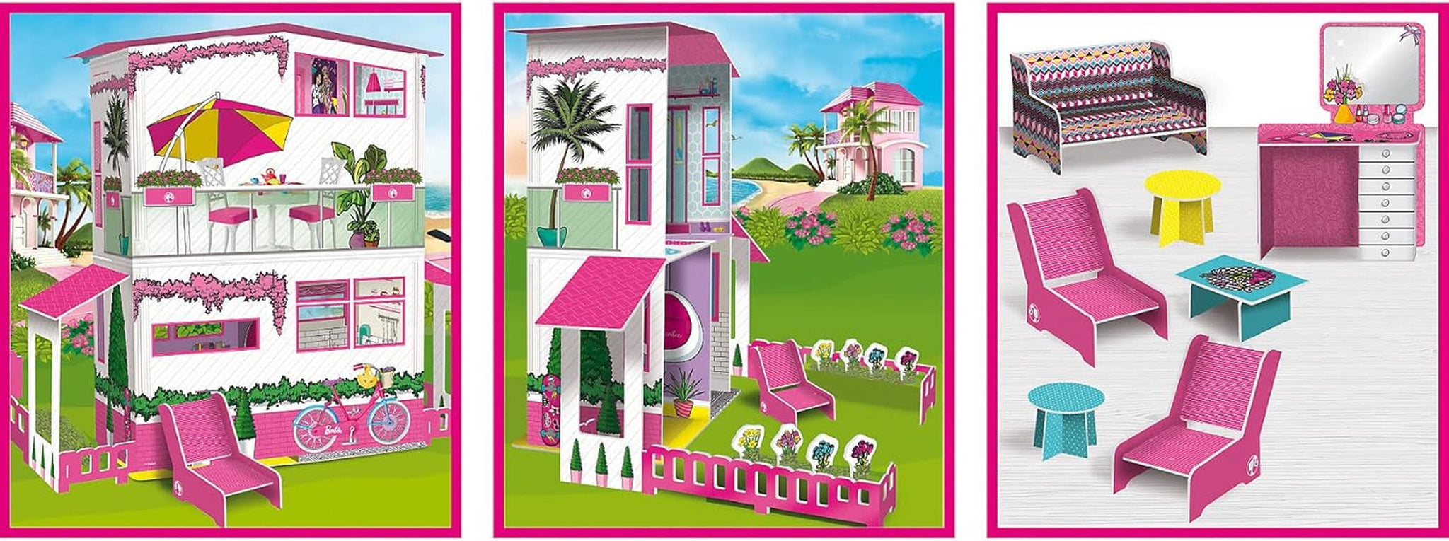 Lisciani - BARBIE poppenhuis - Barbie droomvilla op twee verdiepingen - 3D-huis om te bouwen, in te richten en te ontwerpen - Creatief knutsel- en constructiespeelgoed voor kinderen vanaf 4 jaar Poppenhuizen Naty Shop