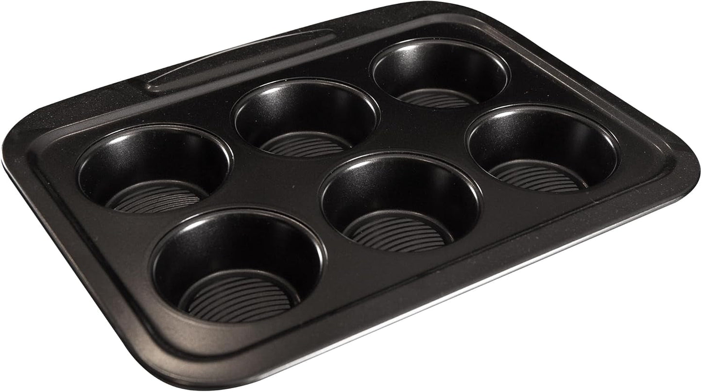 Masterpro Foodies - bakplaten voor 6 muffins - Gelijkmatige warmteverdeling - Gemaakt van koolstofstaal - Anti-vastloopbodem - Afneembaar en gemakkelijk te wassen Naty Shop Bakplaten en bakplaten Veelkleurig 28,9 X 23,1 X 3,3 Cm