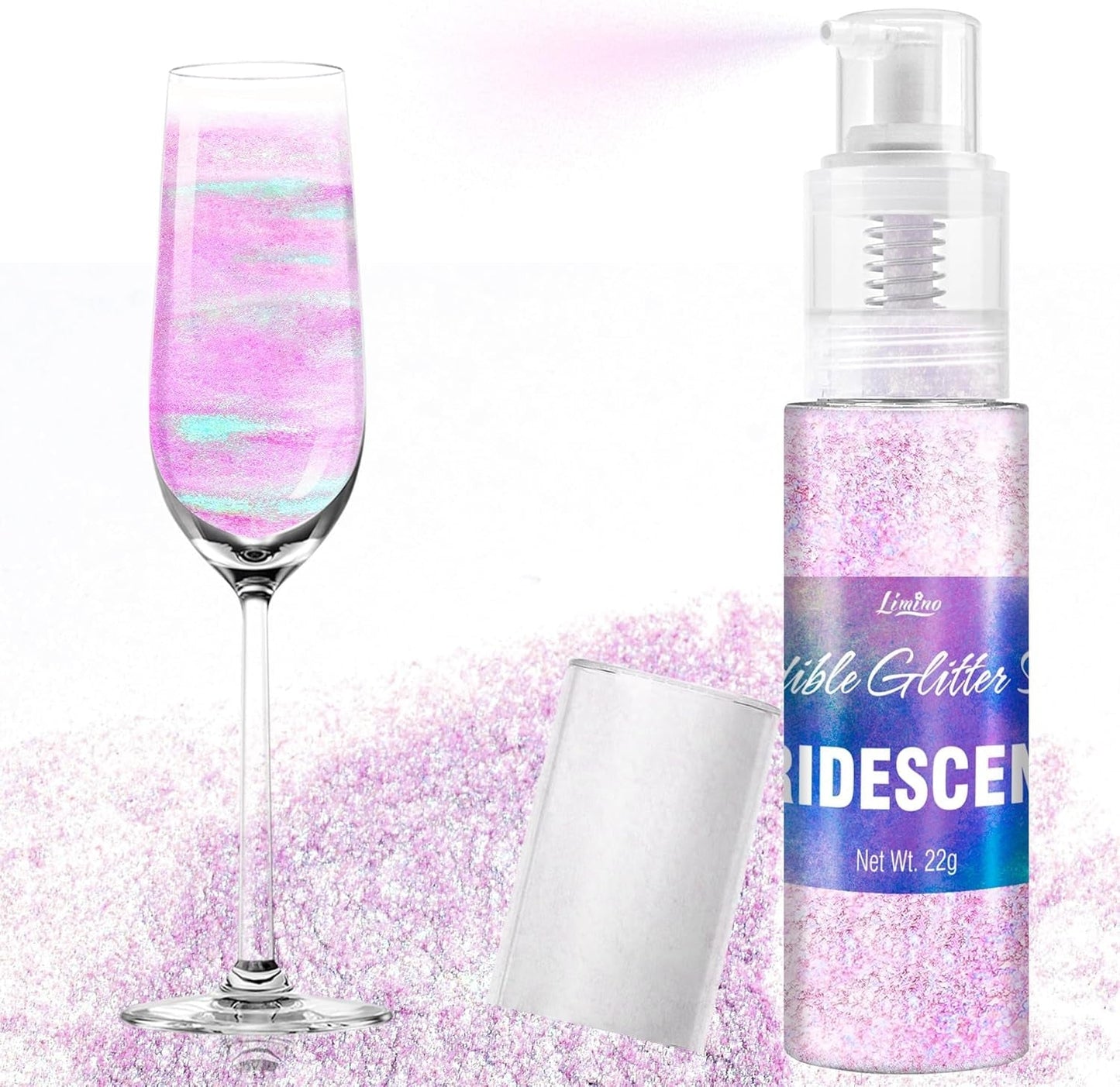Eetbare glitterspray - 22G Eetbare glitter, eetbaar glitterpoeder voor drankjes, taartdecoraties, macarons - Voedselkleuring glitterpoeder, eetbare glitter voor cocktails, muffins (roze)