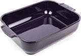 Peugeot Appolia Rechteckige Auflaufform Mit Griffen, Keramik, Schiefer / Grau, 7.2X31X21.7 Cm, Fassungsvermögen: Ca. 2 L, 60060 Vormen en bakplaten Naty Shop Auberginefarben