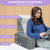 Groot leeskussen met handgreep, schuim met hoge dichtheid, ergonomisch rugkussen, armleuningen, neksteun en hoofdsteun, verstelbaar zitkussen om te slapen, spelen, tv kijken, voor bed en bank