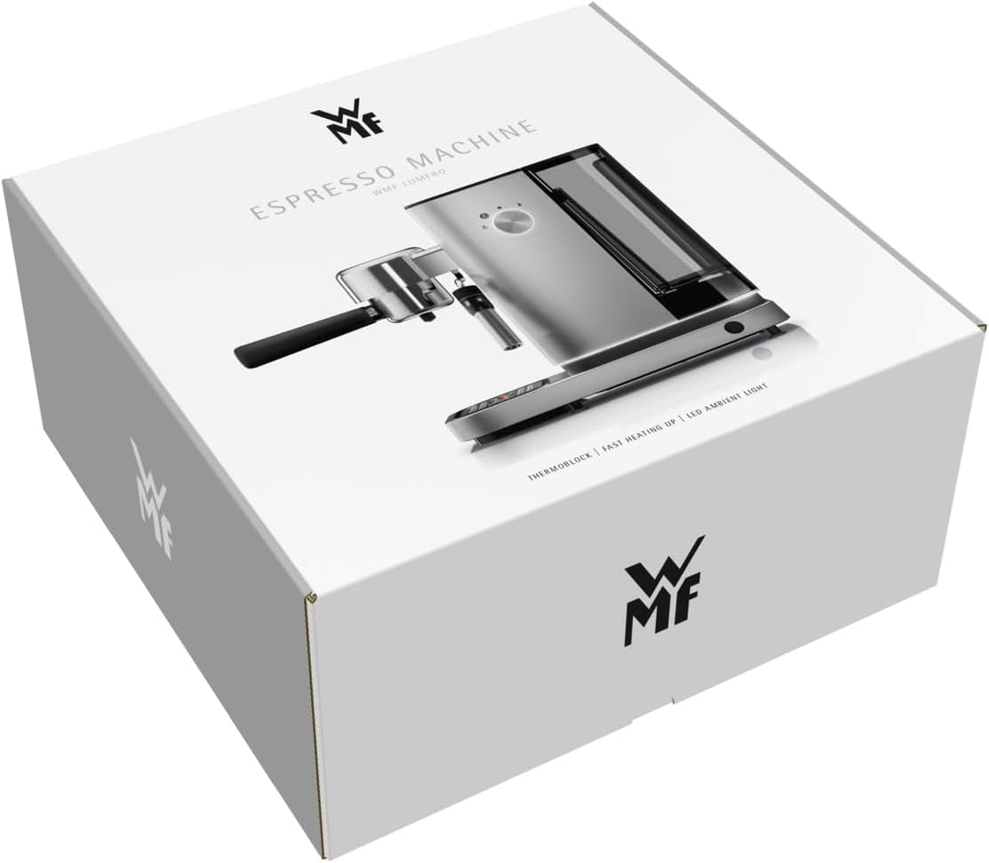 WMF Lumero espressomachine, portafilter, 1400 watt, portafilter, 3 inzetstukken, voor 1-2 espressokopjes, inclusief voor capsules, 15 bar, bekerhouder, melkopschuimer, mat roestvrij staal