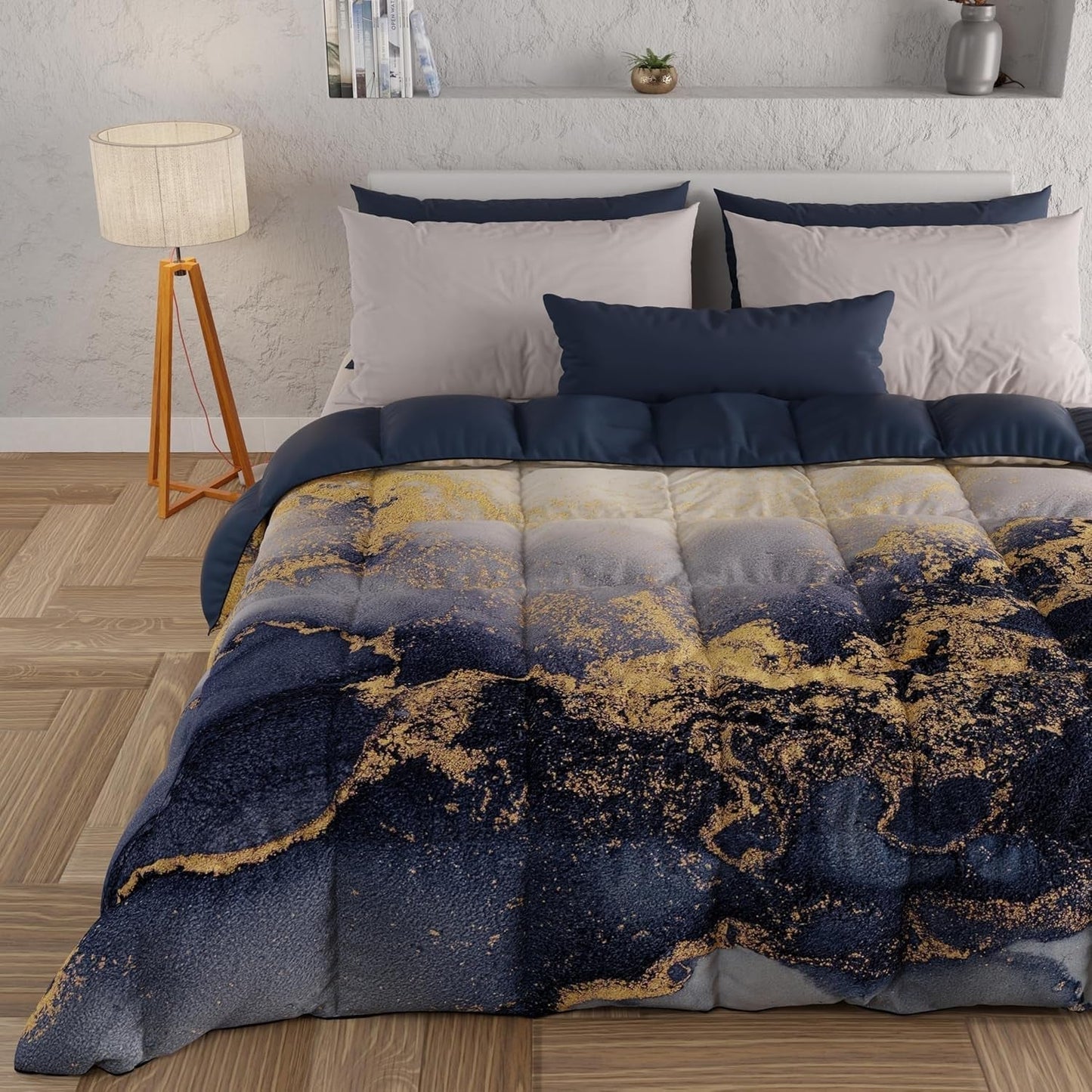 PETTI Artigiani Italiani - Winterquilt, Winterquilt, Eenvoudige quilt, Dubbelzijdig, Monocolor en digitaal printen, 100% hypoallergene microvezel, Made in Italy
