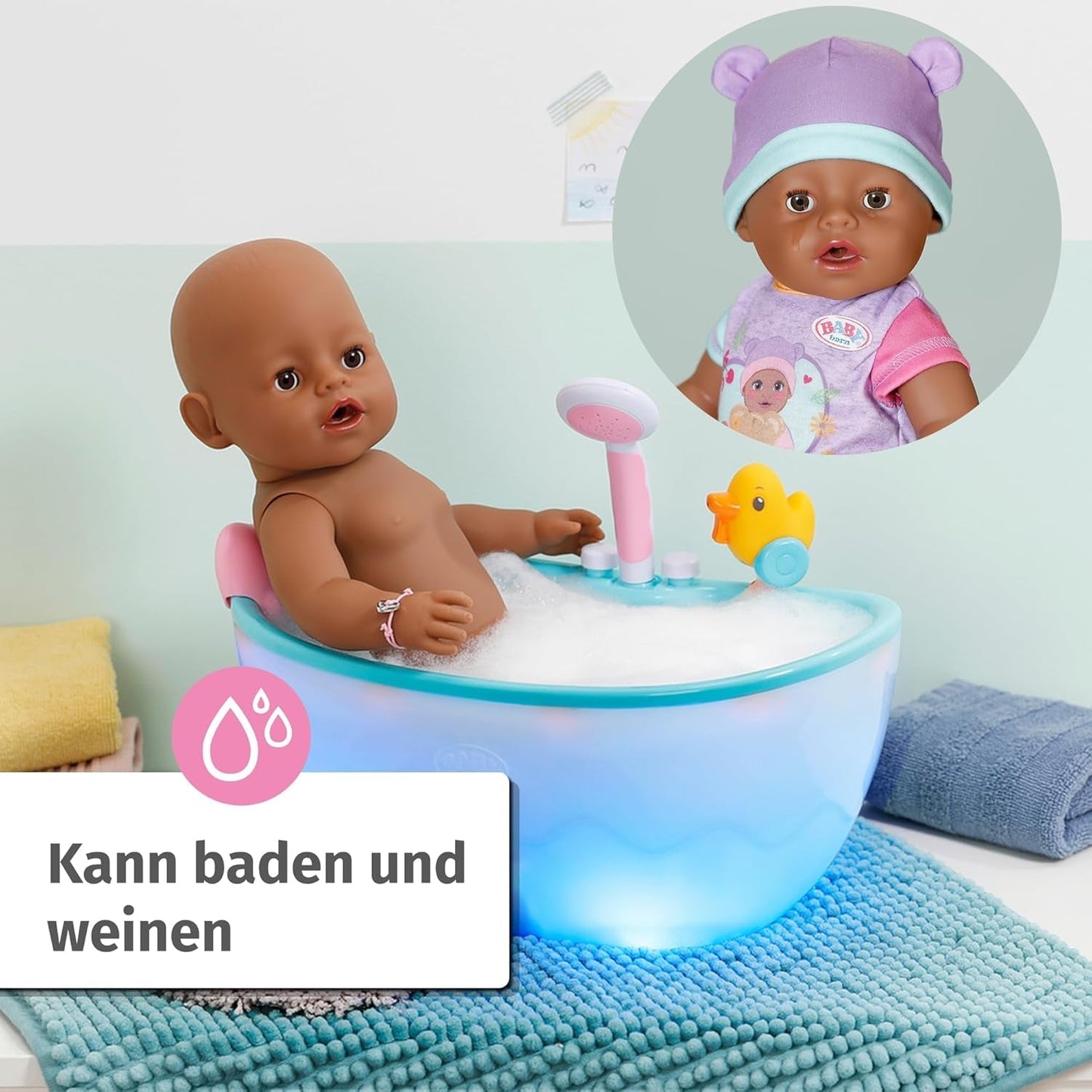 BABY Born Eva 43Cm, pop met 10 functies en accessoires, voor kinderen vanaf 3 jaar, werkt zonder batterij, grote pop 43Cm, 836408 Zapf Creation Dolls Naty Shop