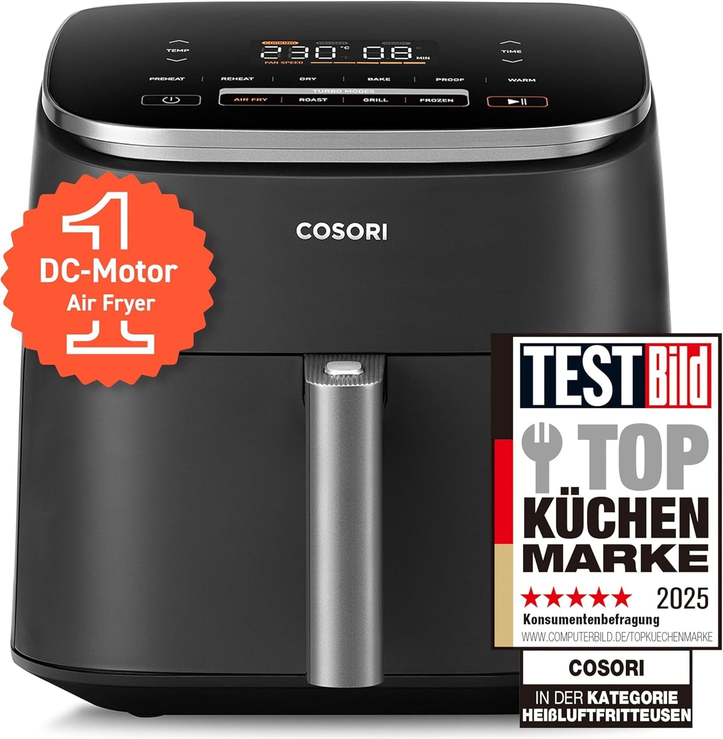 Kosori Turboblaze Heteluchtfriteuse Airfryer, 9-in-1, 6 liter, stil Naty Shop Apparaten Donkergrijs Turboblaze