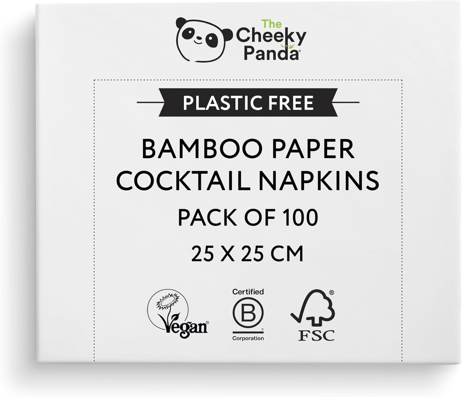 De Cheeky Panda Bamboe Cocktail Servetten | witte servetten 100 stuks papieren servetten