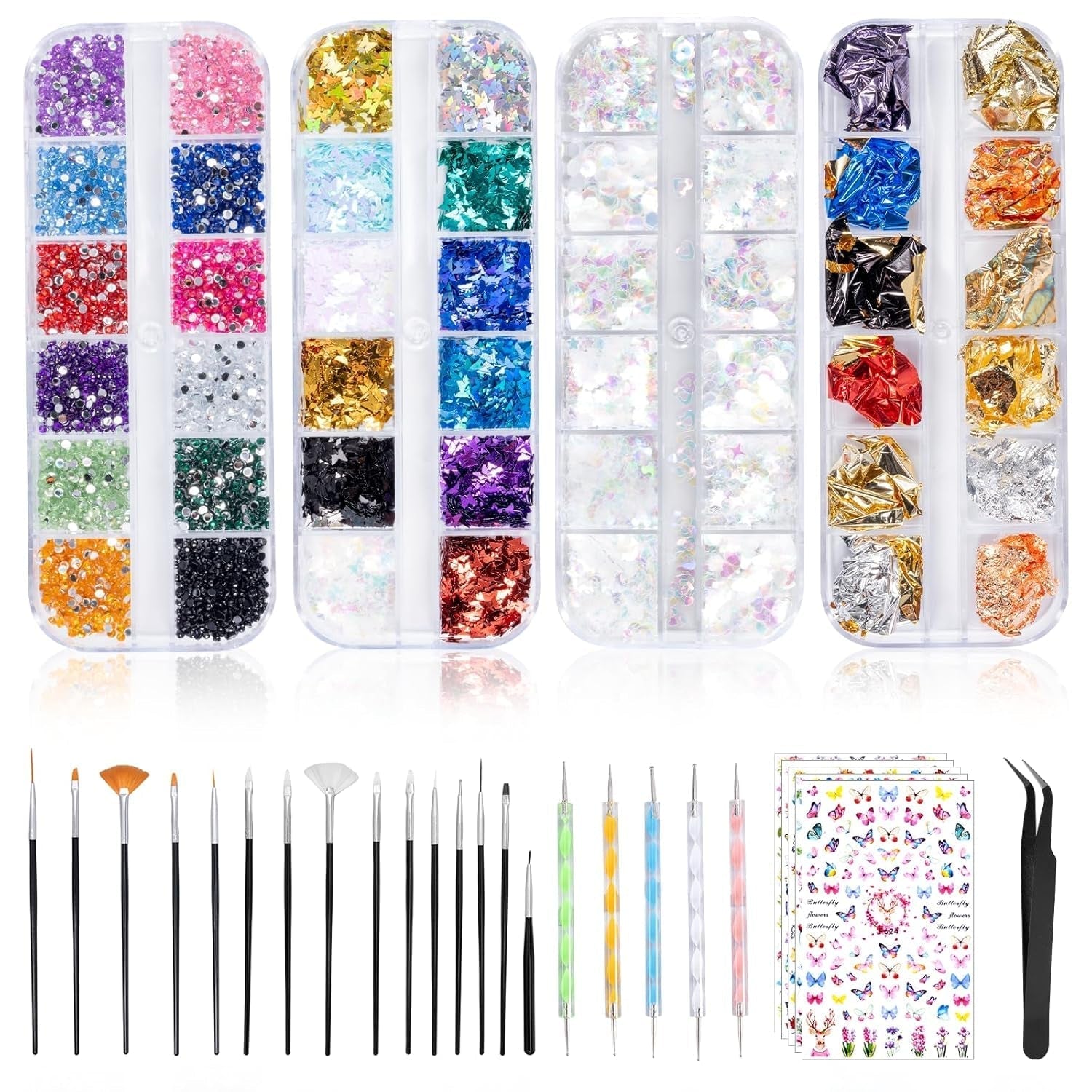 5600 Stück Strasssteine ​​​​Nägel Nail Art, 36 Farben Glitzersteine, Dekorationen Nagelsteine ​​​​Für Nagelkunst, Einschließlich Wachsstift Für Strasssteine ​​en Strass-Picker