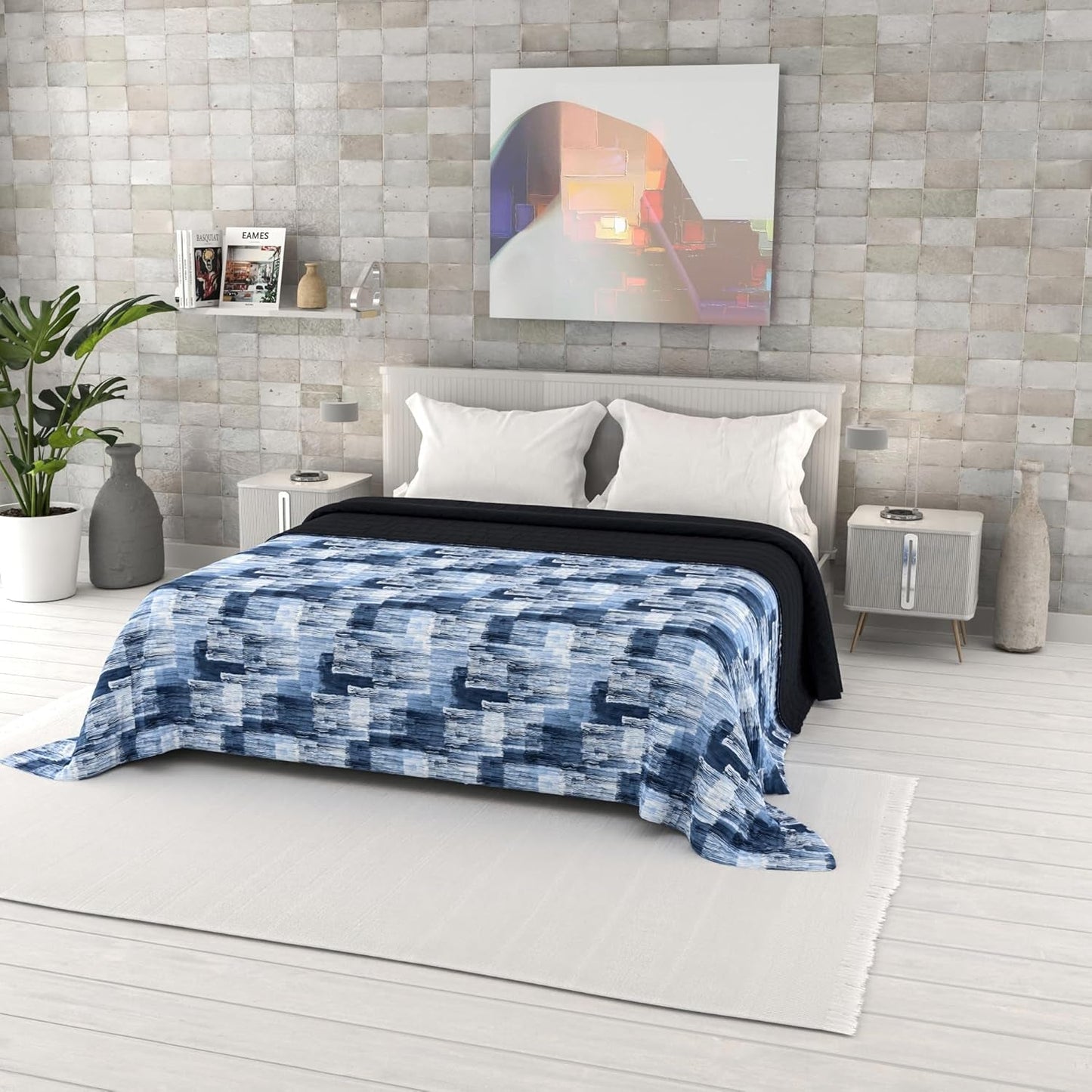 Zomerquilt met fantasieprint, polyestervulling, Bloemblaadjes, 260X270Cm Quilts en quilts Naty Shop Paint 260X270Cm
