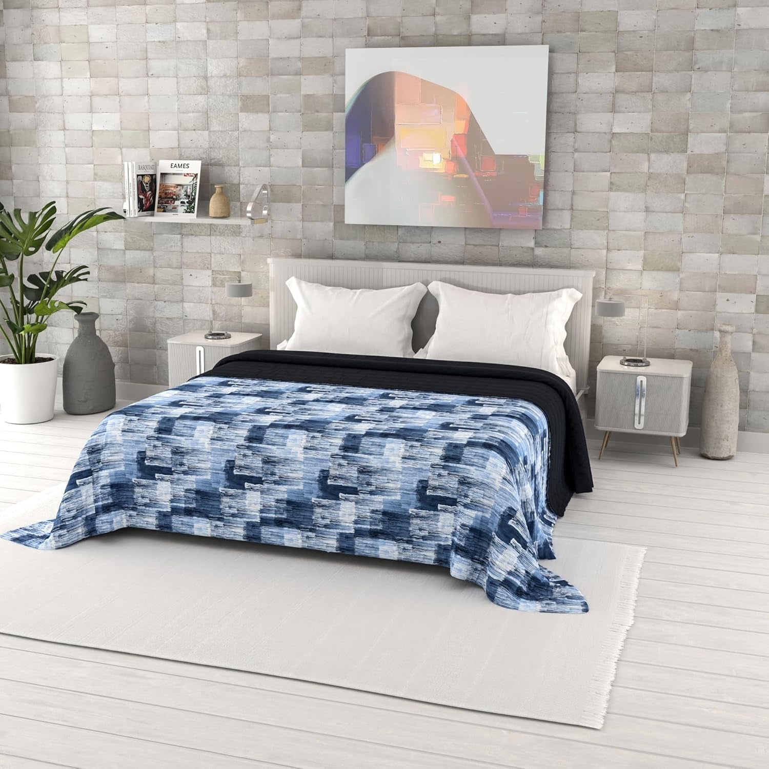 Zomerquilt met fantasieprint, polyestervulling, Bloemblaadjes, 260X270Cm Quilts en quilts Naty Shop Paint 260X270Cm