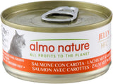 Almo Nature HFC Jelly - Natvoer voor volwassen katten - Zalm en Wortelen - Menselijke kwaliteit, Glutenvrij - 6 x 70g