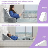 Groot leeskussen met handgreep, schuim met hoge dichtheid, ergonomisch rugkussen, armleuningen, neksteun en hoofdsteun, verstelbaar zitkussen om te slapen, spelen, tv kijken, voor bed en bank