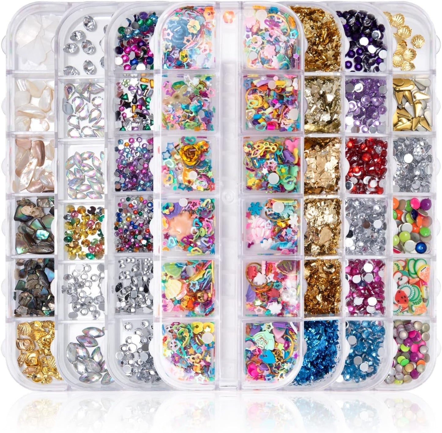 7 Boxen Strasssteine ​​​​Nägel, Nail Art Kit Strass Nagelglitter Pailetten Nagel-Edelsteinen Kristalle Perlen Diamanten Metall Nieten Für DIY Decoratie Nageldesign (Multicolor)