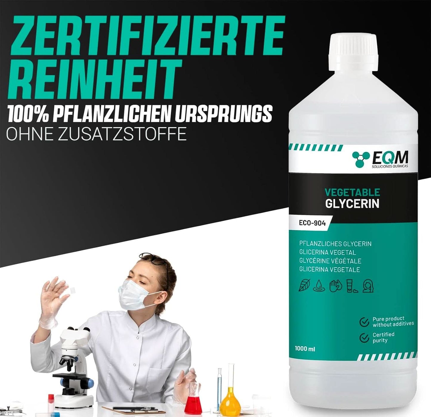 Plantaardige glycerine, 100% natuurlijk, natuurlijke vochtinbrengende crème voor haar en huid, ideaal voor zepen, shampoos, crèmes, 1 liter Douche en bad Naty Shop