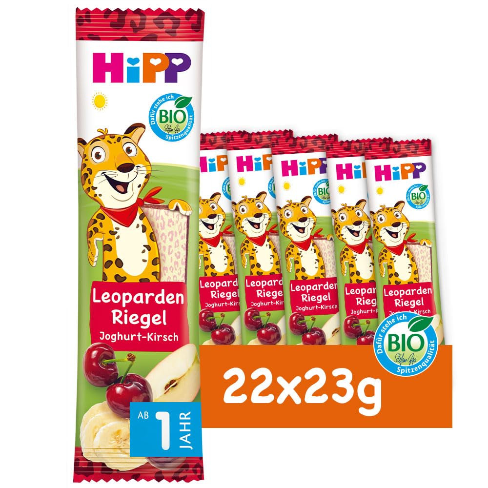 HiPP Luipaardrepen met yoghurt en kersen in banaan (22 x 23 g), vanaf 1 jaar, alleen gezoet met fruit, van de beste biologische kwaliteit