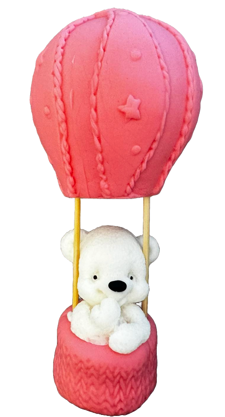 Eetbare suikerdecoratie, Beer in een ballon Decoraties van Sugar Paste Naty Shop