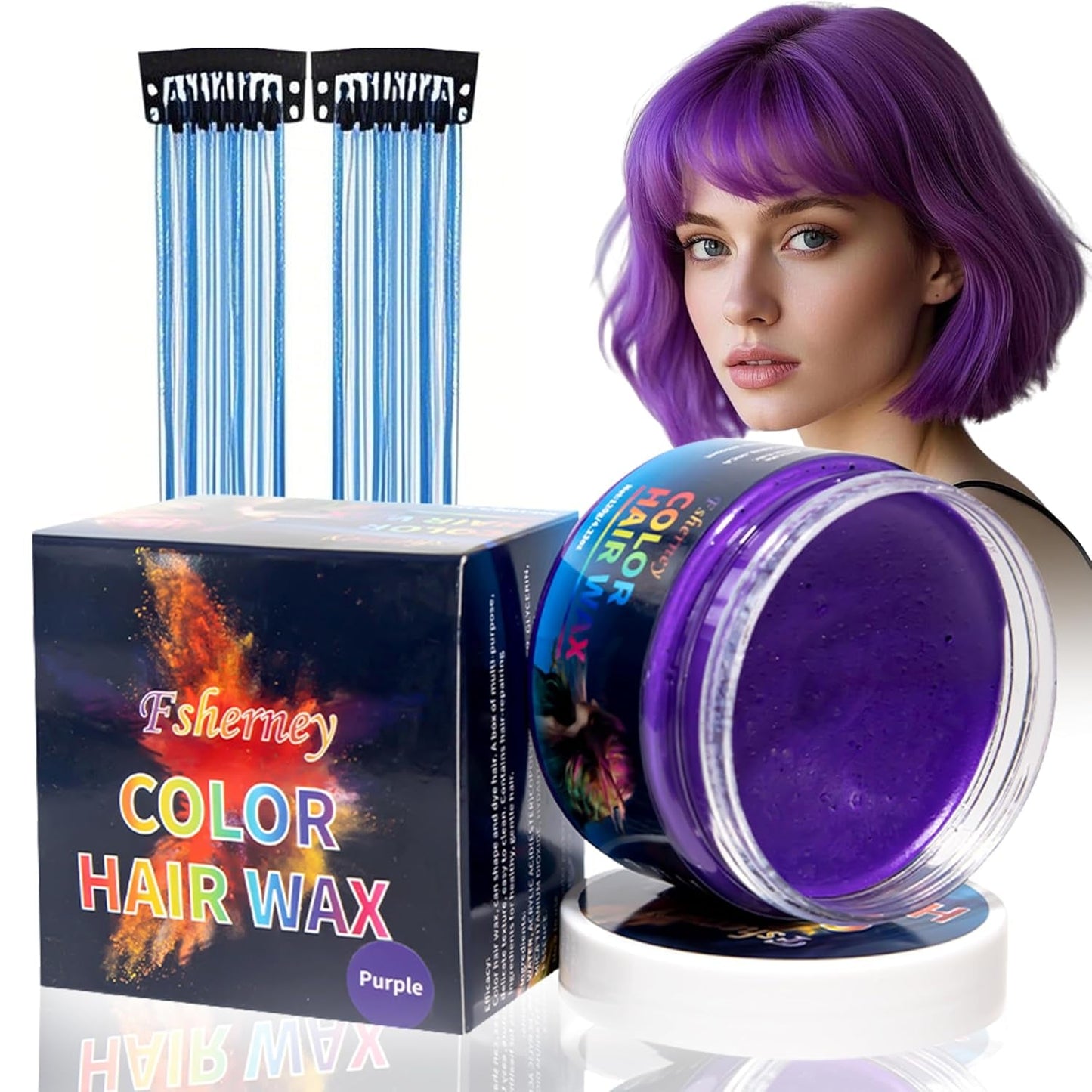 Tijdelijke groene haarverf - haarkleurwas, haarkleur voor mannen en vrouwen, natuurlijke haarpommade, kleurclip haarverfwas voor gekke feesthaarkleur (4,23 oz, groen) Naty Shop Violet haarverf 1G (1 pakket)