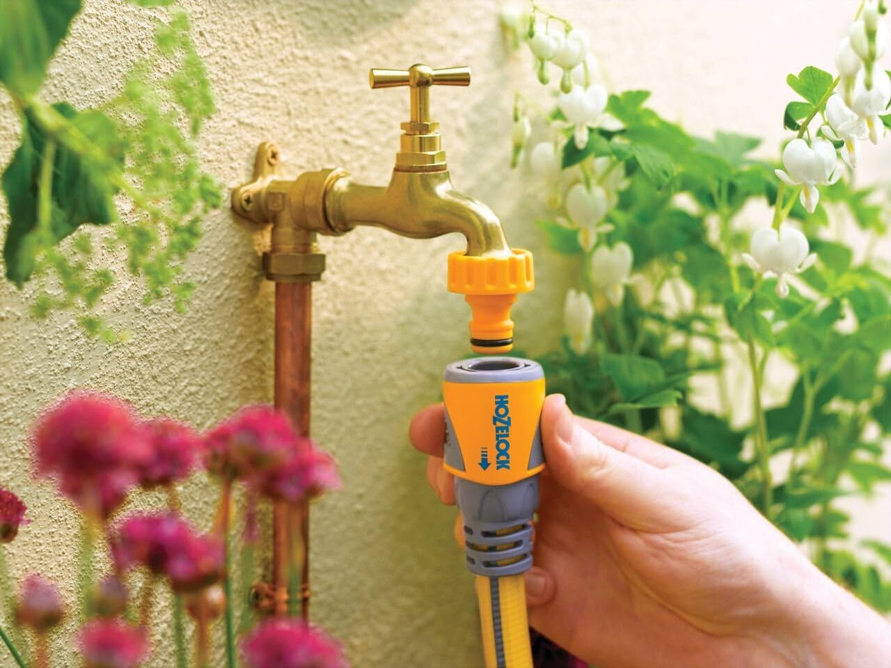HOZELOCK - 2 slangkoppelingen Plus Ø 12,5 mm - 15 mm (1/2"- 5/8") Soft Touch: waterdichte, antislip, flexibele en verlengde slangaansluiting die draaien en druipen voorkomt [2050P0025]