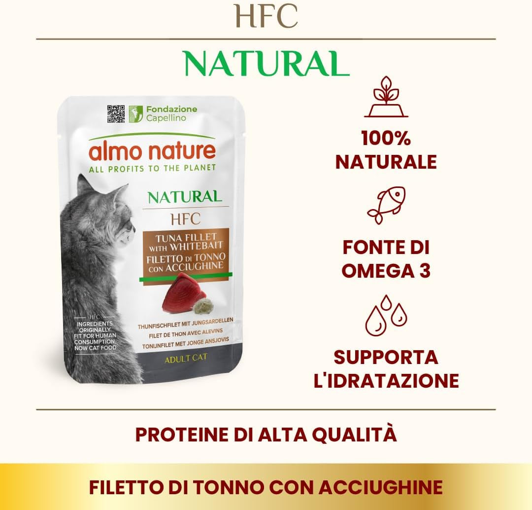 almo nature HFC Natural - Natvoer voor katten - met kip - Menselijke kwaliteit, glutenvrij, monoproteïne - 55 g, verpakking van 6