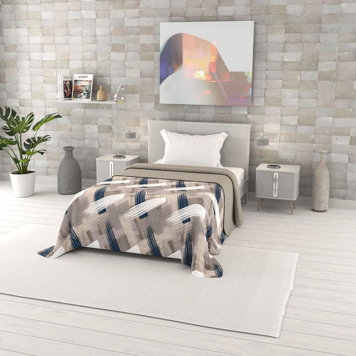 Zomerdekbed met fantasieprint, polyester vulling, bloemblaadjes, 260 x 270 cm