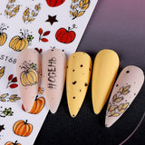 3D Herfst Nagelstickers Pompoenbladeren Nagelstickers Geometrische Lijn Bloemen Nagelstickers Thanksgiving Day Ontwerp Nagelstickers Herfst Pompoen Nagelstickers Nagelaccessoires Nagelkunst