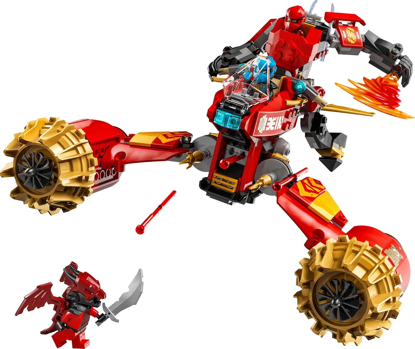 LEGO NINJAGO Kai's Storm Rider Mecha - Vliegend motorspeelgoed met 3 minifiguren - Mecha met beweegbaar hoofd, armen en benen - Bouwspeelgoed - Cadeau voor jongens en meisjes vanaf 7 jaar 71830 Bouwsets Besuche den LEGO-Store