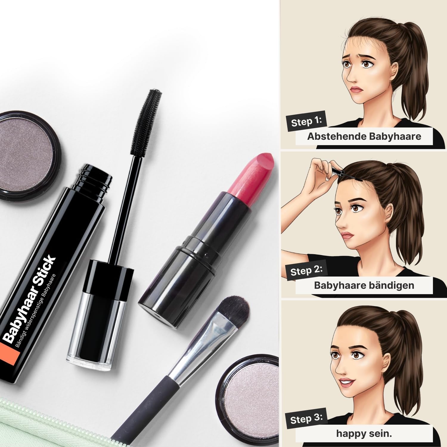 IMPERIO Hair Finishing Stick voor babyhaar - Premium mascara voor babyhaar om fijn en gebroken haar te temmen - 12ml Transparante Haarverf Naty Shop