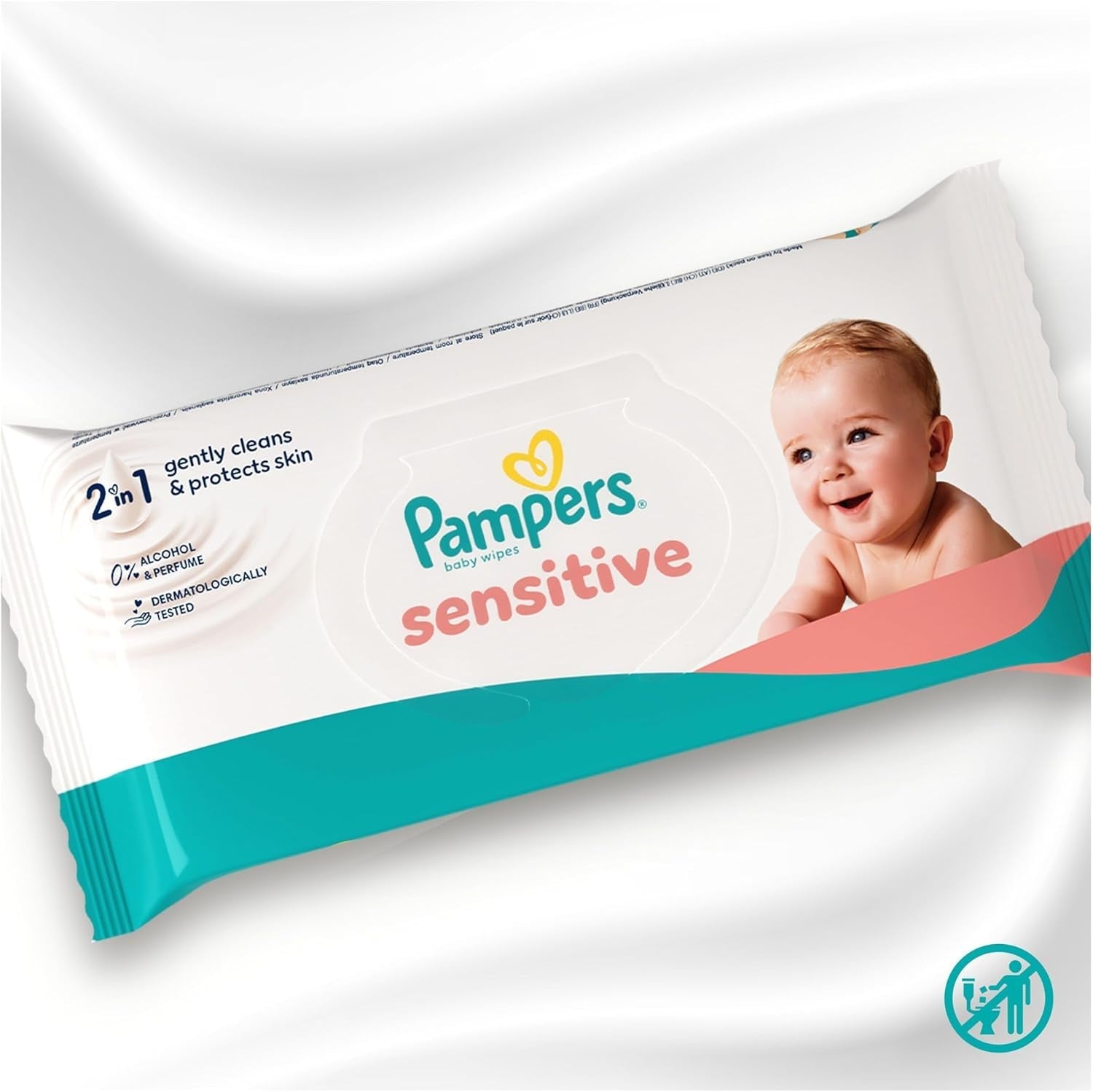 Pampers Sensitive babydoekjes, 15 stuks van 80 doekjes, 1200 babydoekjes, 2-in-1 zachte reiniging en huidbescherming