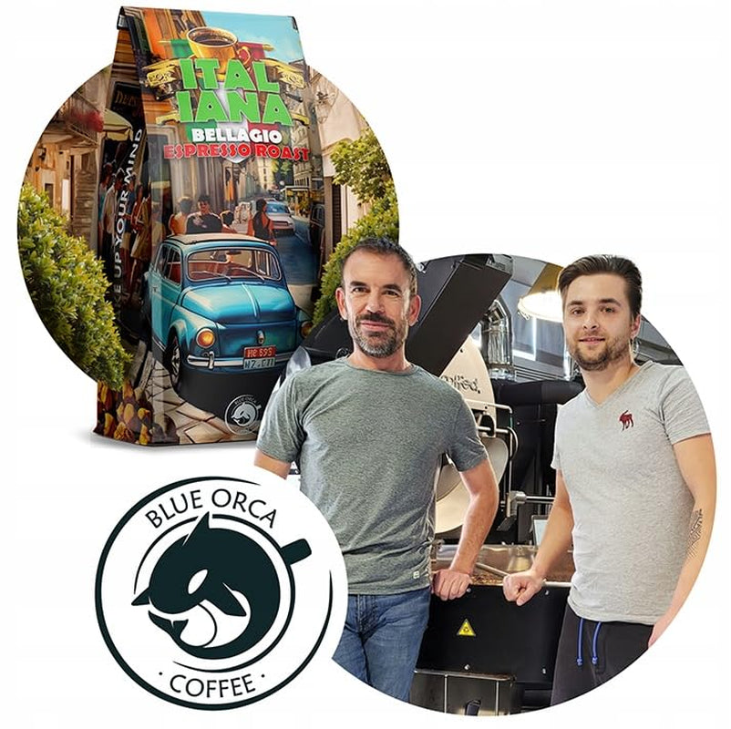 Gebrande koffiebonen Italiana Bellagio 1kg | 80% Arabica en 20% Robusta | met hints van noten en pure chocolade | vers gebrand, lage zuurgraad | voor koffiemachines | Blauwe Orka Koffie