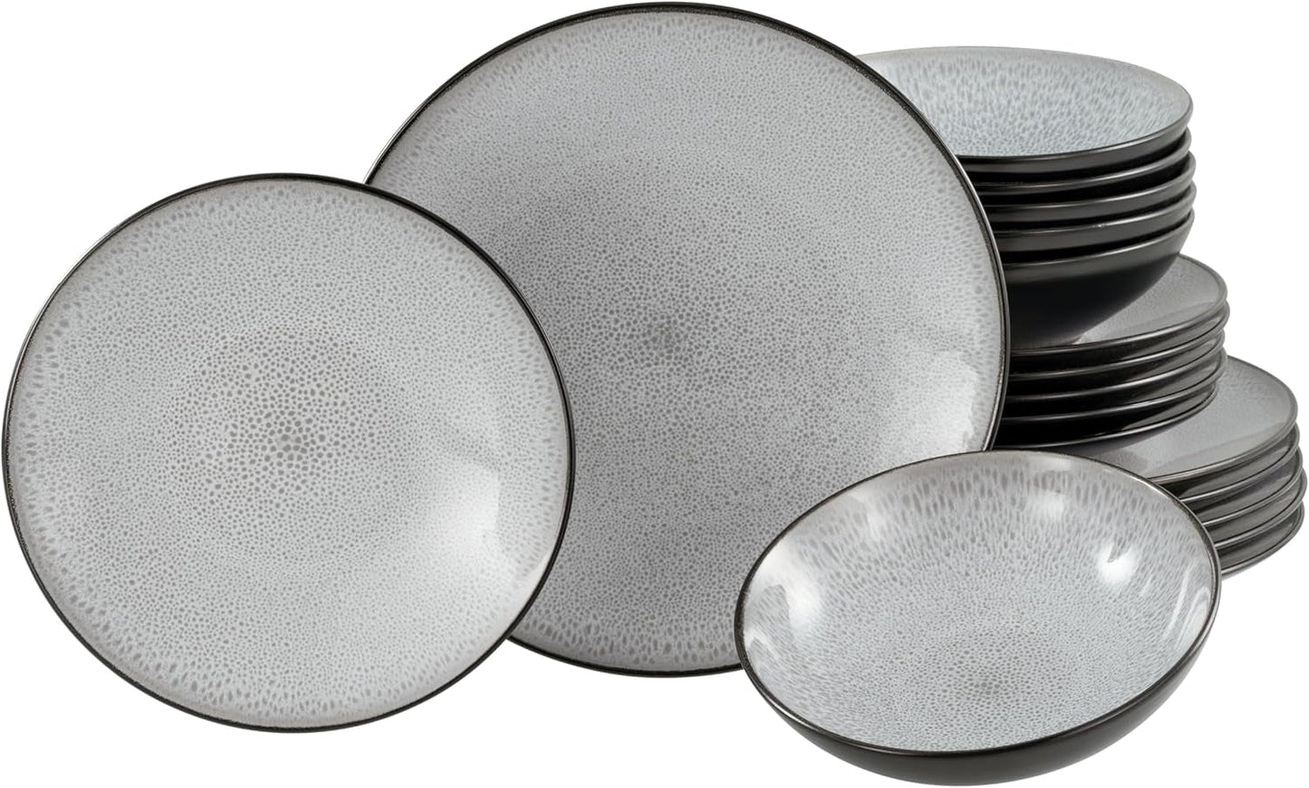 CreaTable, 23964, Serie Malmö, 18-teiliges Geschirrset voor 6 Personen, Teller Set aus Steinzeug, spülmaschinen- en microwellengeeignet, Qualitätsproductie