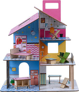 Olivia's Little World 360 houten poppenhuis voor kinderen, 3,5" poppen en 12 accessoires, veelkleurig TD-13260C