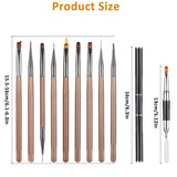 10 Stück Nailart Pinsel Set, Braun Nail Art Penselen Nailart Design Pinsel Nageldesign Pinselfür Gelnägelfür Heimwerker Maniküre Salon Zuhause Nailpinsel Set
