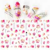 JMEOWIO Nagelsticker Frühling Blume 9 Blatt Nagelaufkleber Selbstklebend Rosa Blüte Nail Art Sticker Decoratie Nageldesign Zubehör