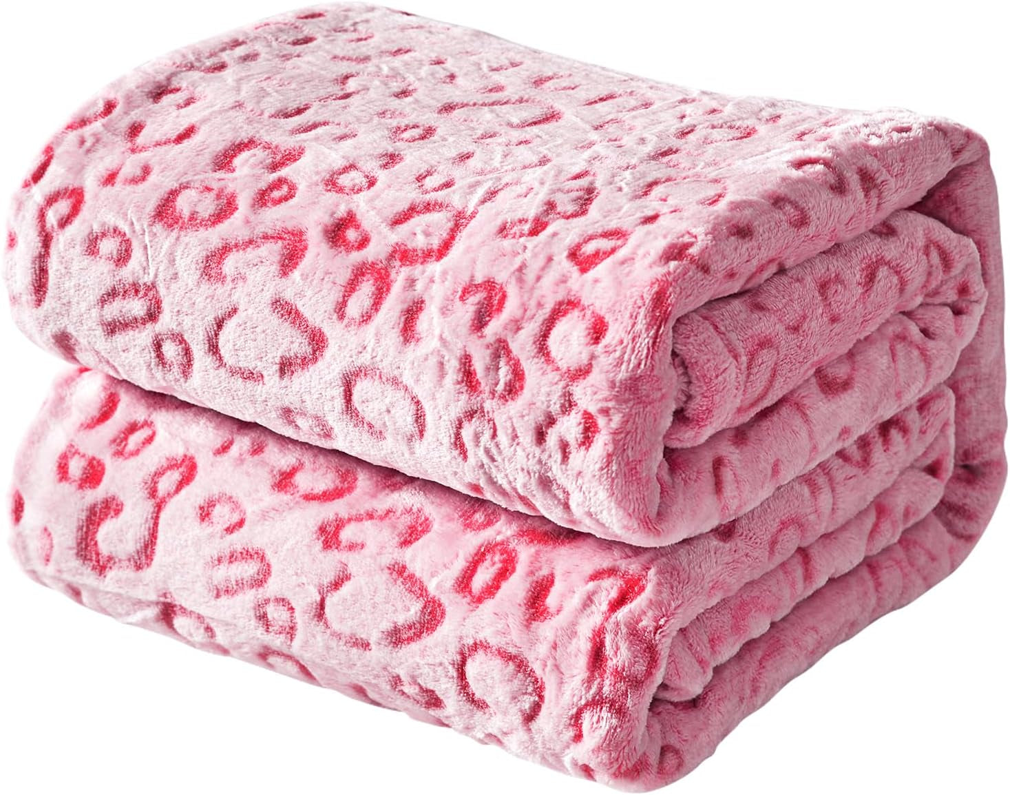 FY FIBRE HOUSE flanellen fleece plaid, microvezel deken met 3D cheetah print, 228 X 274 cm, paars Quilts en quilts Naty Shop Pink 50 "X60"