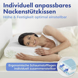 Maximex visco neksteunkussen, Ademend steunkussen met ergonomische schuimvulling, In hoogte en hoogte verstelbaar neksteunkussen voor een goede nachtrust, Met aloë vera Naty Shop standaard kussens