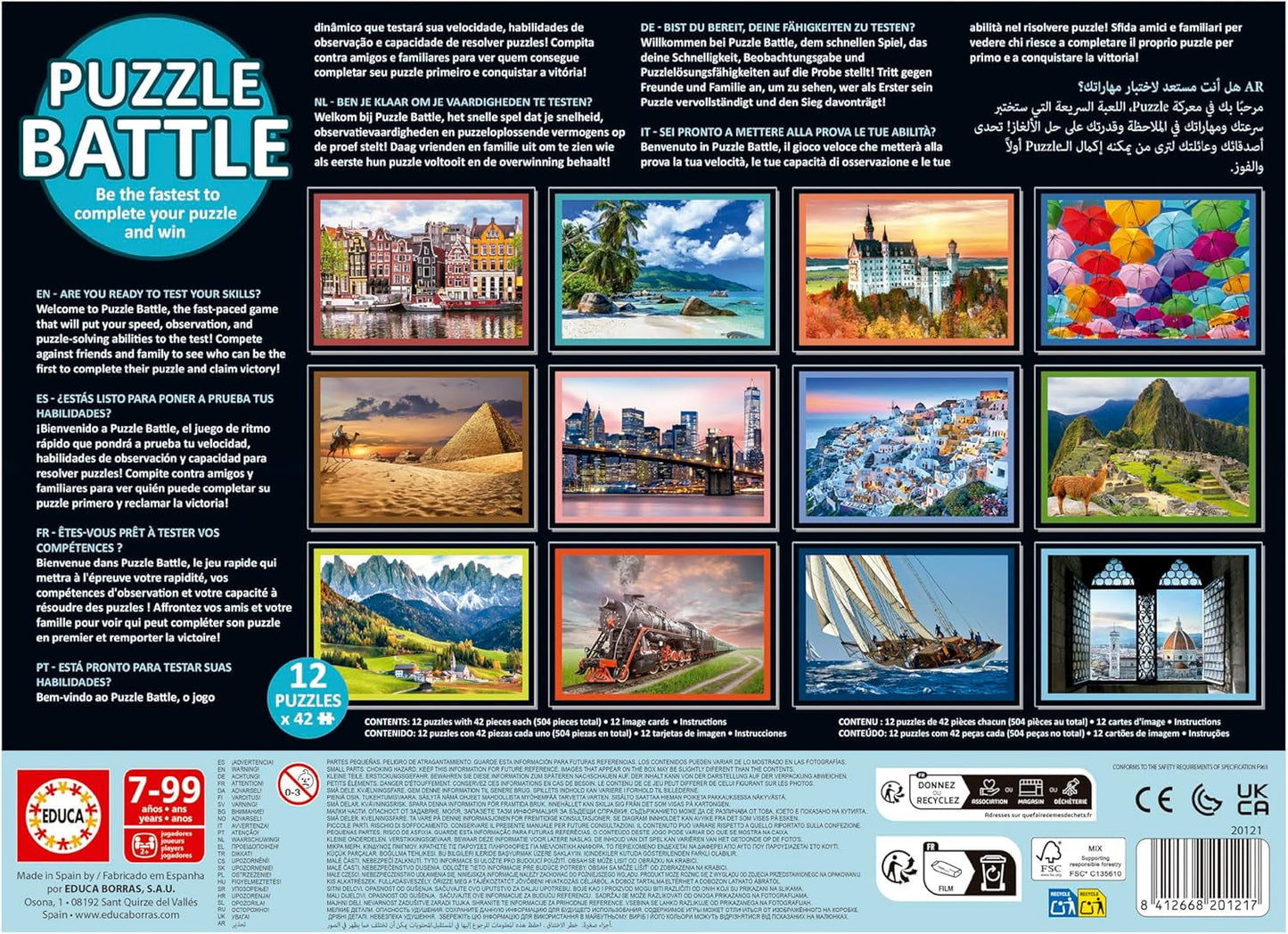 Educa - Puzzelgevechtslandschappen. Een authentieke strijd tussen de stukken | Wees de eerste die de puzzel voltooit om de winnaar te worden. Vanaf 7 jaar (20121) Puzzel Naty Shop