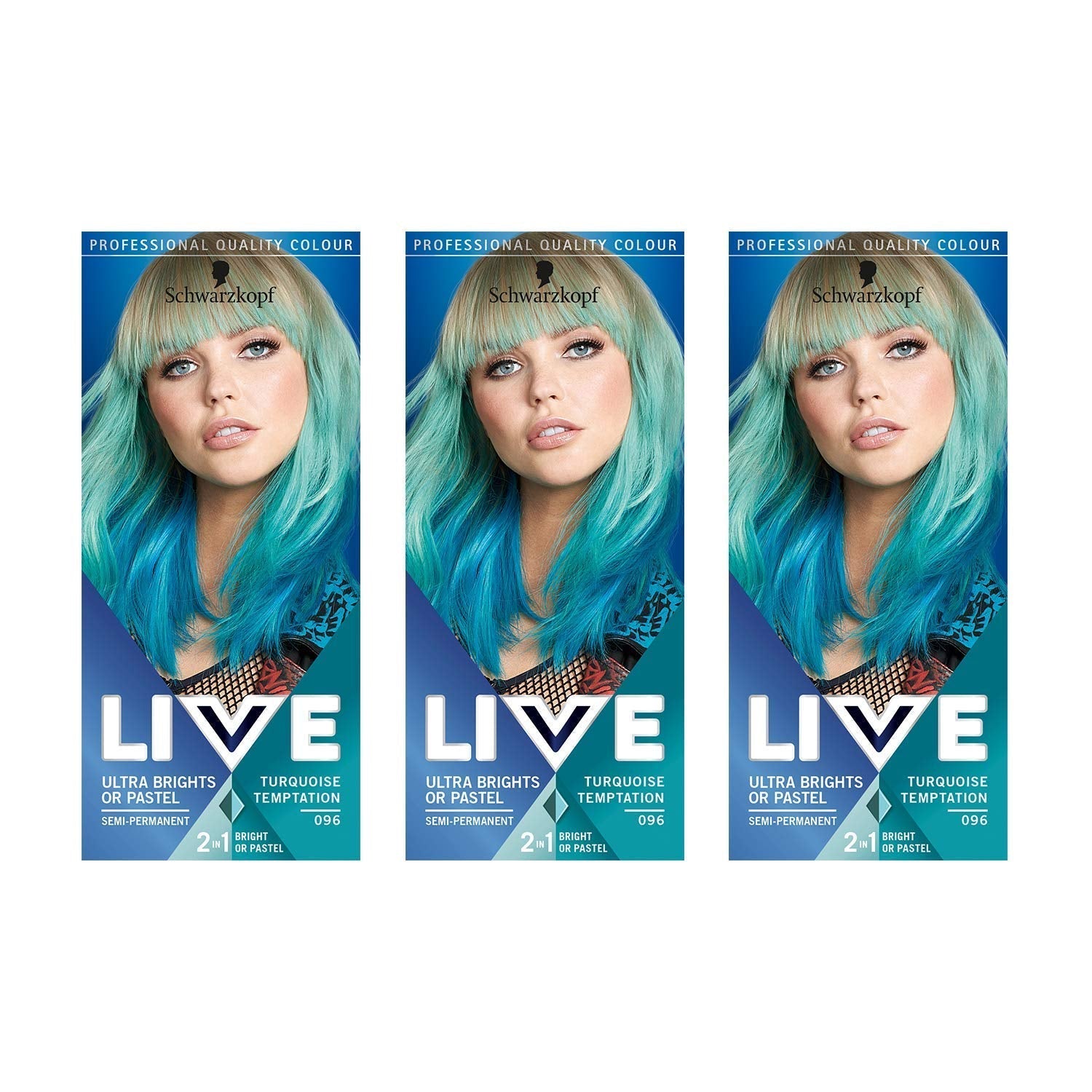 Live Ultra Heldere of Pastelrode Haarverf 3 Stuks Semi-Permanente Kleur gaat tot 15 Wasbeurten mee - 092 Pillar Box Rode Haarverf Naty Shop Temptation Turquoise 150 Ml (1 Pak)