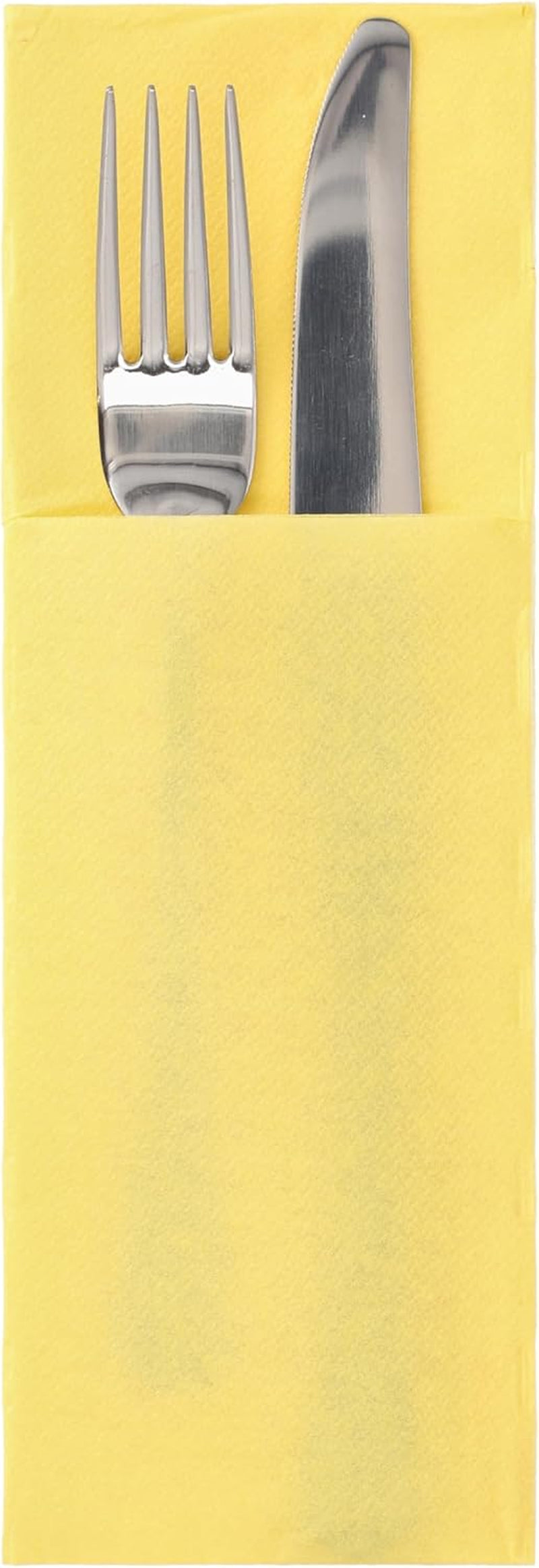 50 zakjes bestekservetten 'DAILY Collection' 48 Cm X 30 Cm geel met vouw voor bestek
