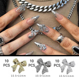 30st metalen nagelbogen, goud zilver grijze strikken, nagelaccessoires, nageldecoraties voor vrouwen en meisjes, nail art design