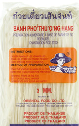 Rijstnoedels - Thaise, 3 mm brede rijstlintnoedels, gemaakt van rijstmeel - 17 x 400 g