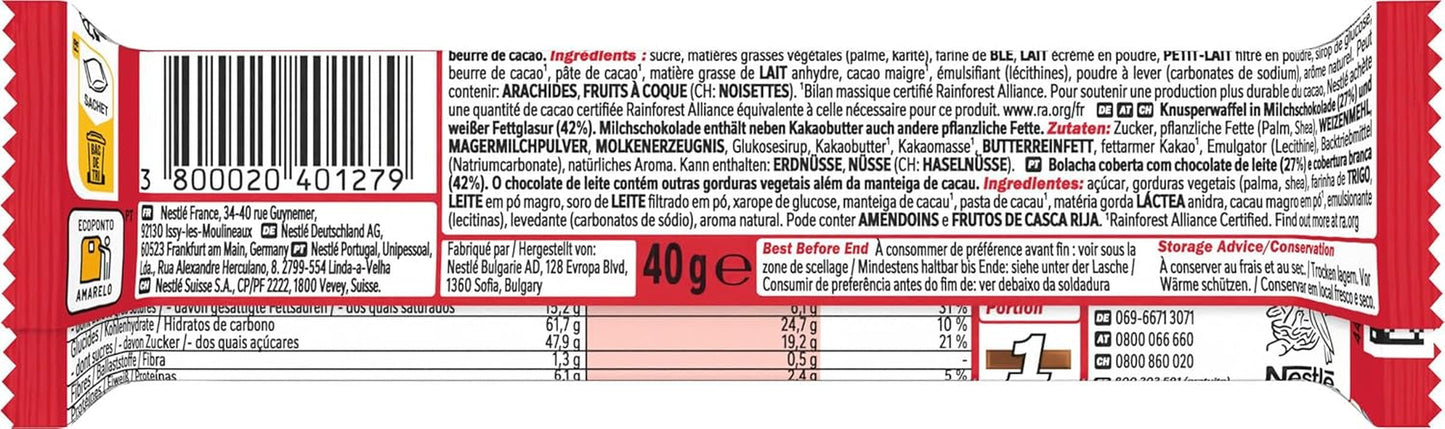 Nestlé Chunky Funky, knapperige wafel in melkchocolade, verpakking van 24 (24 x 40 g)