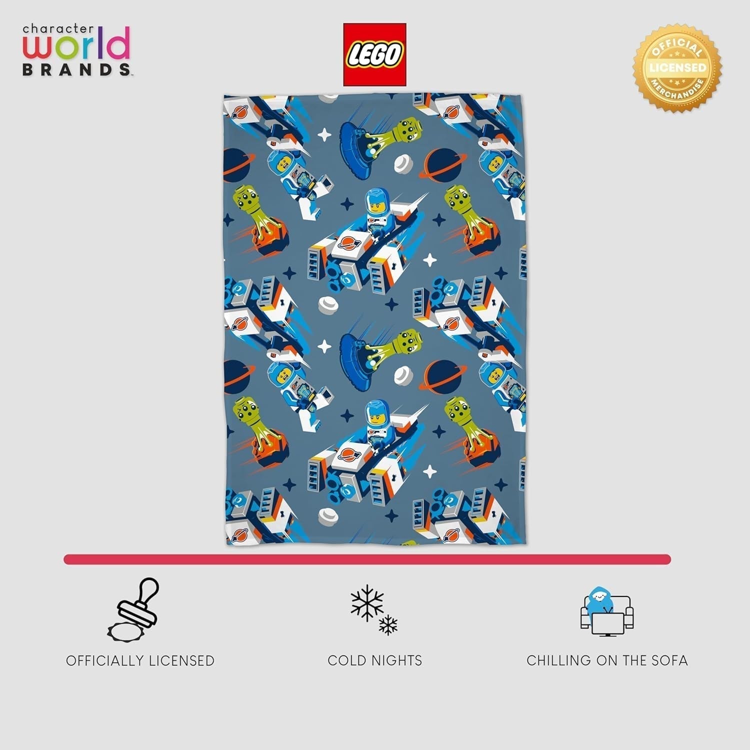 Character World Officiële Lego® City fleecedeken, superzacht, warmblauw plaid, Cityspace-ontwerp, perfect voor slaapkamers, kamperen en slapen, 100 x 150 cm bedden en dekens Besuche den Character World-Store