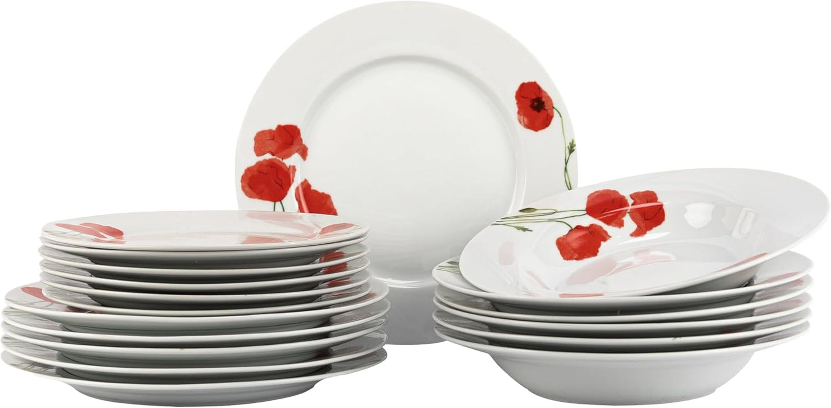 Serviesset voor 6 - 18-delig - Porseleinen serviesset - Witte serviesset - Kom en bordenset - Modern servies - Borden - Serviesgoed - Serviesset voor 6 personen