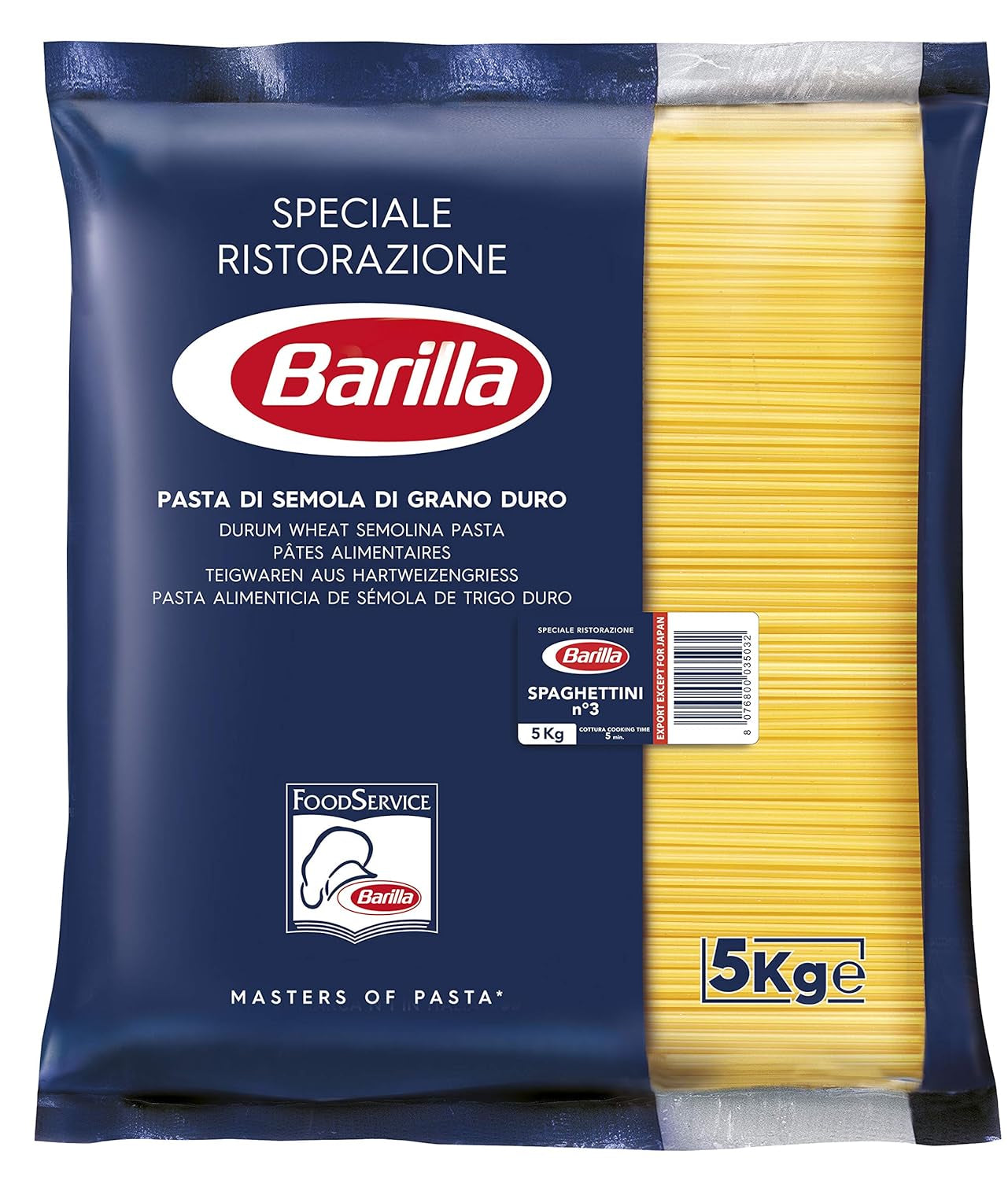 Barilla Pasta Klassische Spaghetti n.5 aus hoogwaardige Hartweizen immer al dente, (1 x 500 g), smaakloos