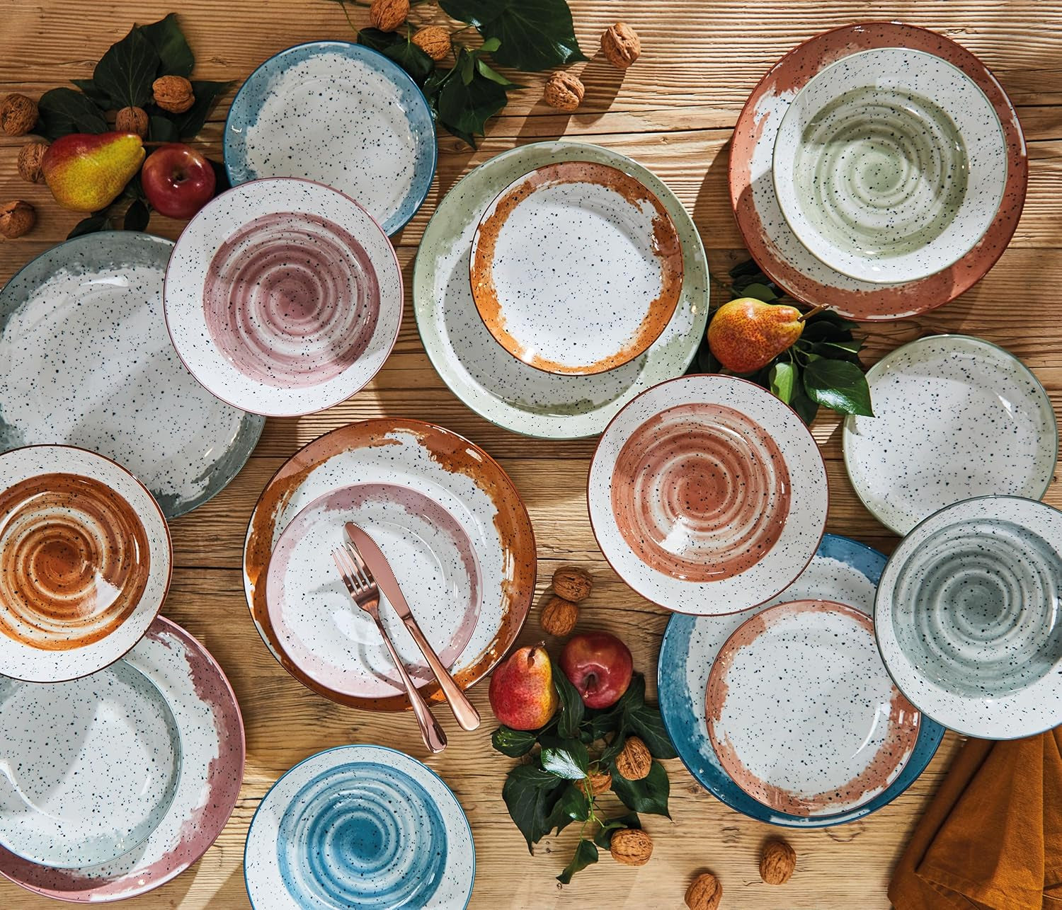 Sienna servies voor 6 personen, 18-delig, porselein, veelkleurig