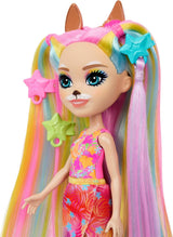 Enchantimals-poppen, Sunshine Beach Deluxe haarpop en dierenvriend, kleine pop met afneembare rok en accessoires, kindercadeaus, HTJ70 Naty Shop-poppen