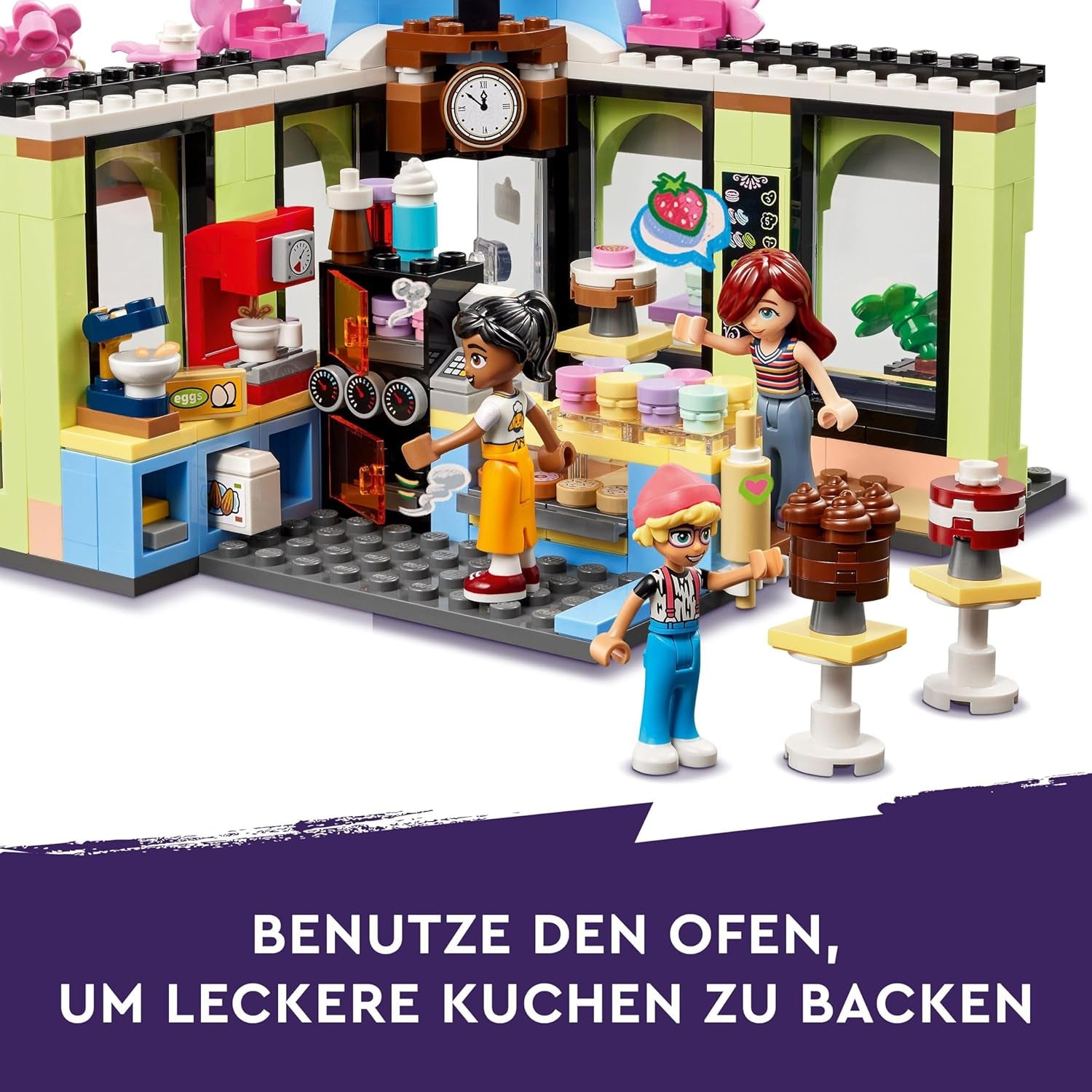 LEGO Friends Heartlake City Café, kinderspeelgoed, speelgoedbakkerij, cadeau-idee voor meisjes en jongens vanaf 6 jaar, set van 3 speelfiguren en hondenfiguur 42618 Bouwsets Besuche in LEGO-Store