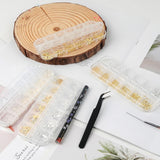 Nagelsleutelhangers 4 boxset - 48 soorten gouden en zilveren 3D nagelsleutelhangers (vlinders, bloemen, parels, enz.) + pincet en pen - voor doe-het-zelf gel- en acrylnagels | Ideaal voor nagelsalon en thuis