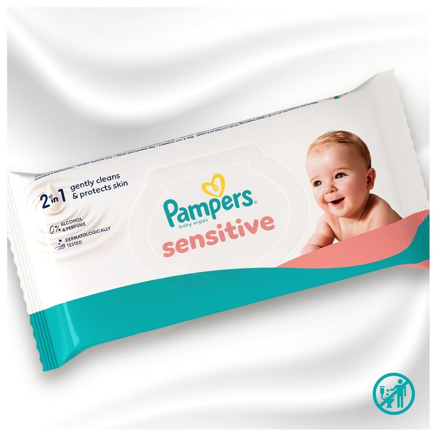 Pampers Sensitive Vochtige Doekjes, 6 pakjes van 80 doekjes = 480 doekjes, ongeparfumeerd, voor zachte, zachte reiniging